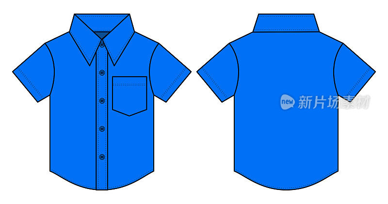 Blue Uniform Shirt Vector Template For Child